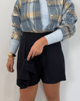 Haveone - Gonna con short pieghe blu