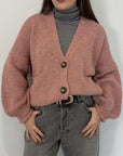 Haveone - Cardigan bottoni rosa