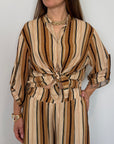 Haveone - Camicia in viscosa riga senape