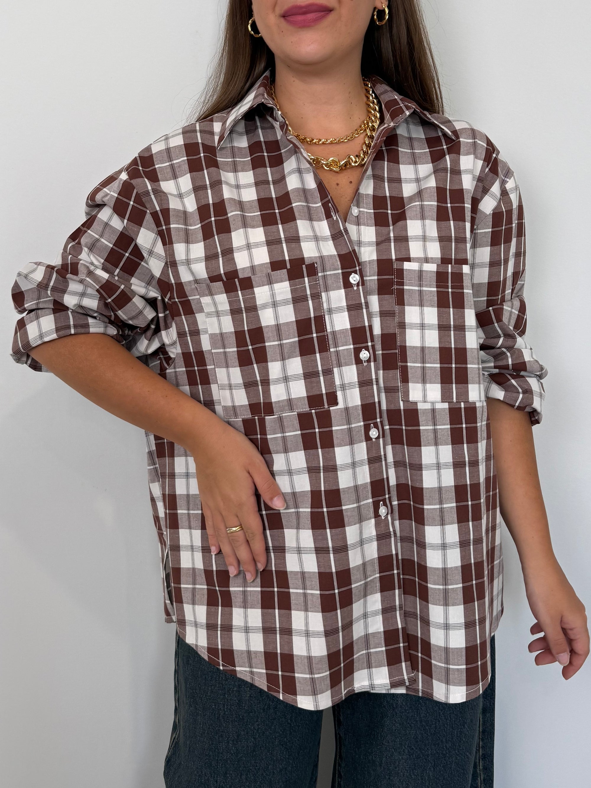 Haveone - Camicia check largo moro