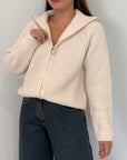 Haveone - Cardigan con zip panna