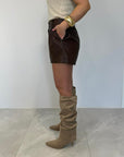 Motel - Short in similpelle intrecciata moro
