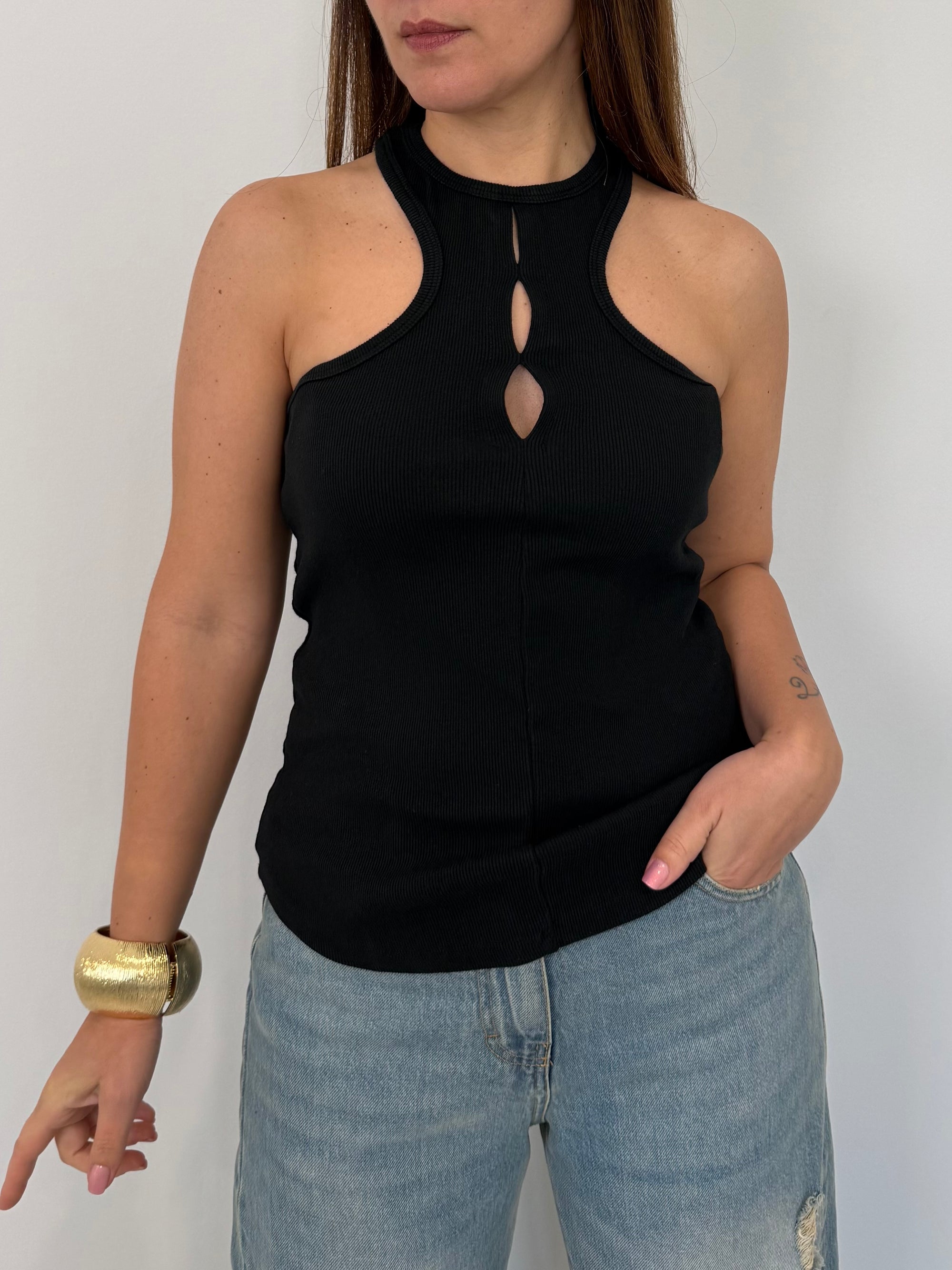 Haveone - Canotta vogatore cutout nera