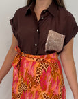 SusyMix - Camicia con tasca paillettes moro