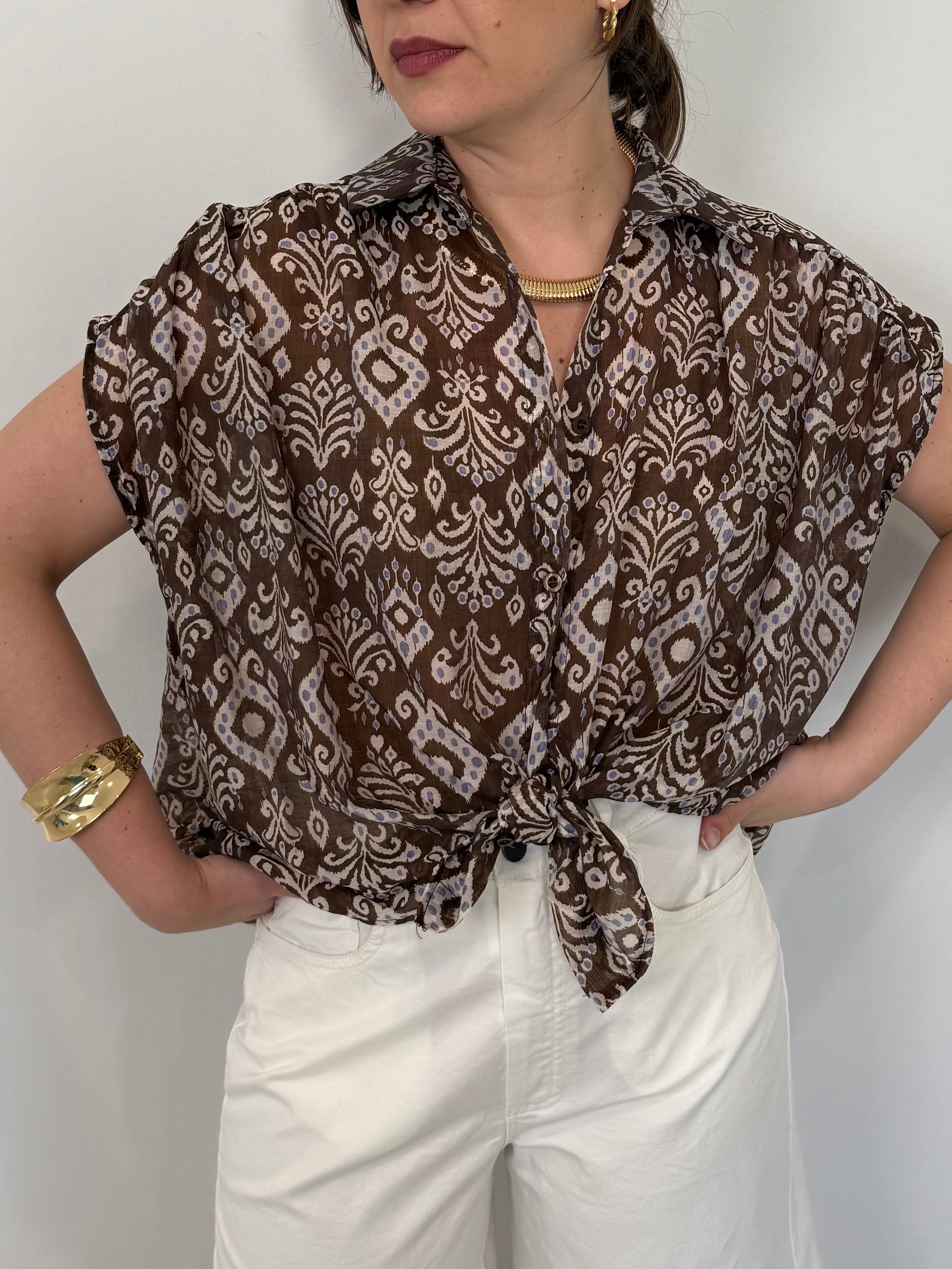 SusyMix - Camicia etnica con fiocco