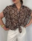 SusyMix - Camicia etnica con fiocco