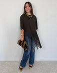 Haveone - Maglia con frange moro