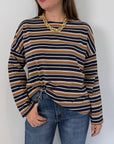 Motel - Maglia riga blu e camel
