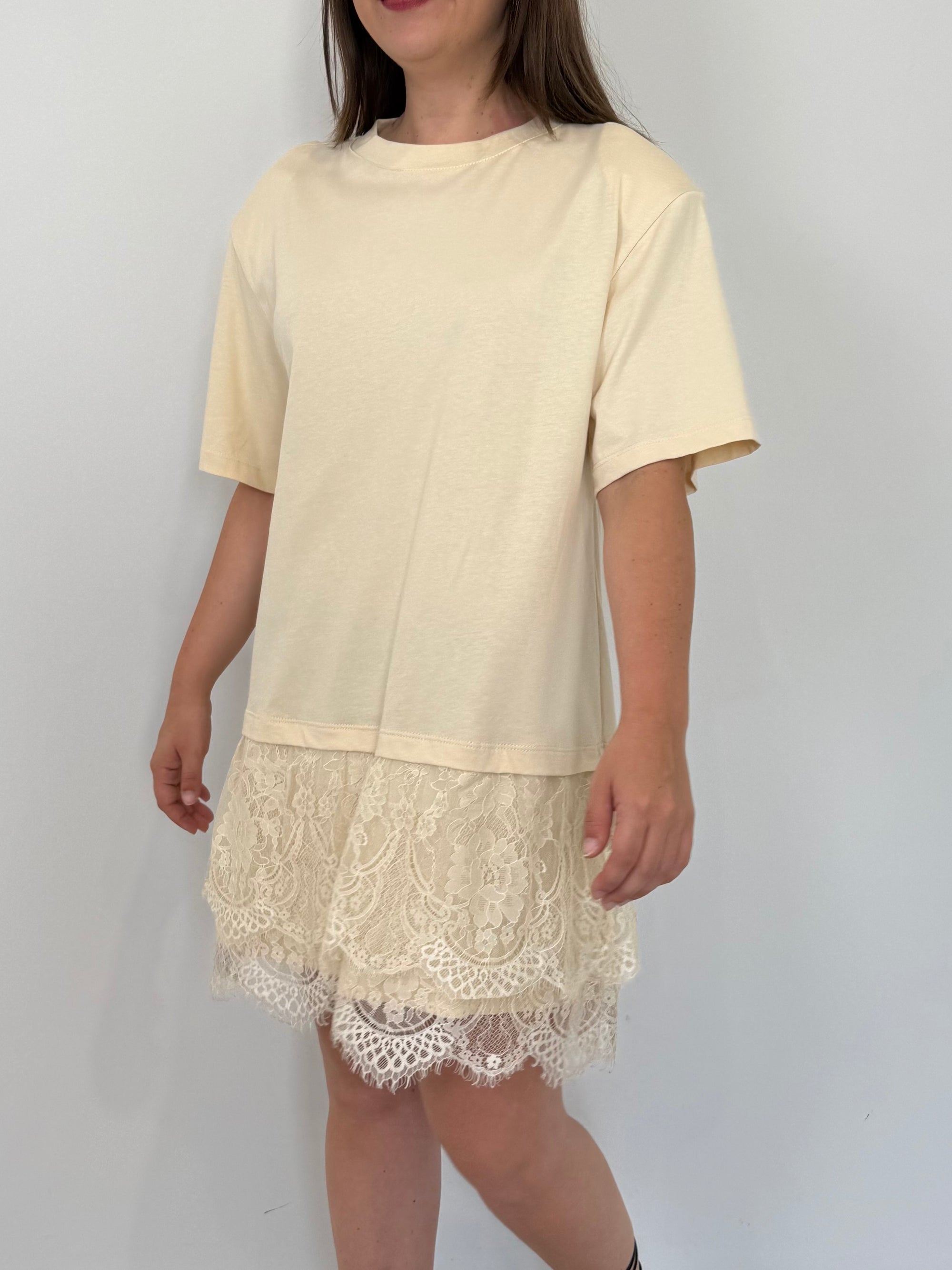 Haveone - Abito in cotone con pizzo