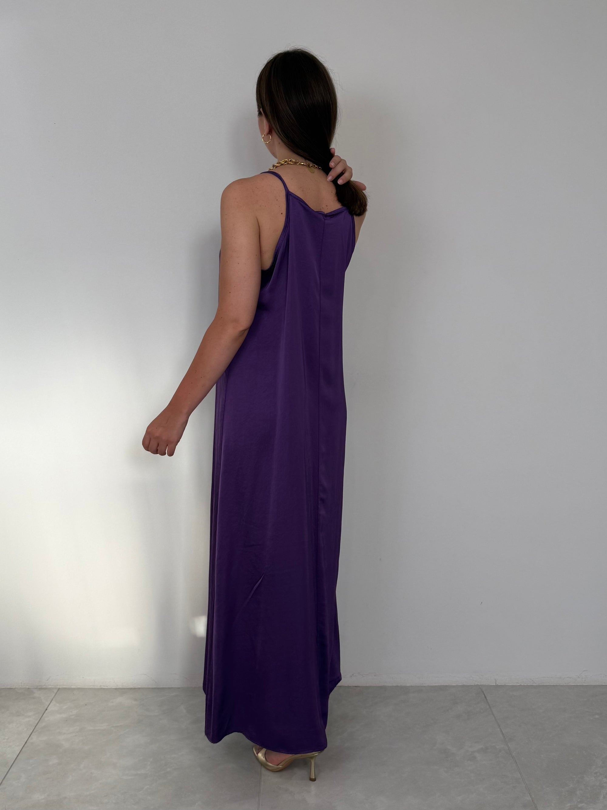 SusyMix - Abito scollo quadrato in viscosa viola