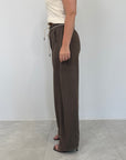 SusyMix - Pantalone no stellina in lino moro