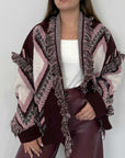 Tensione In - Cardigan rombi e frange bordeaux