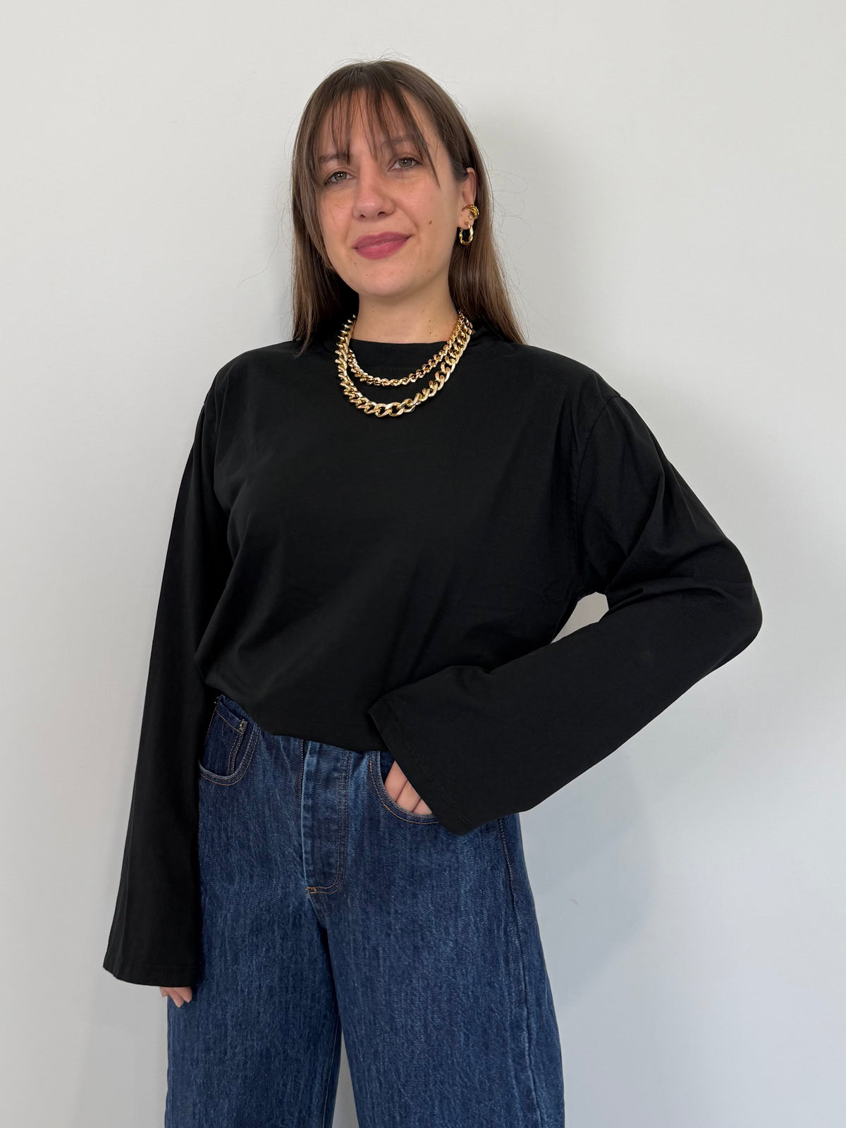 Haveone - Maglia over con spalline nera