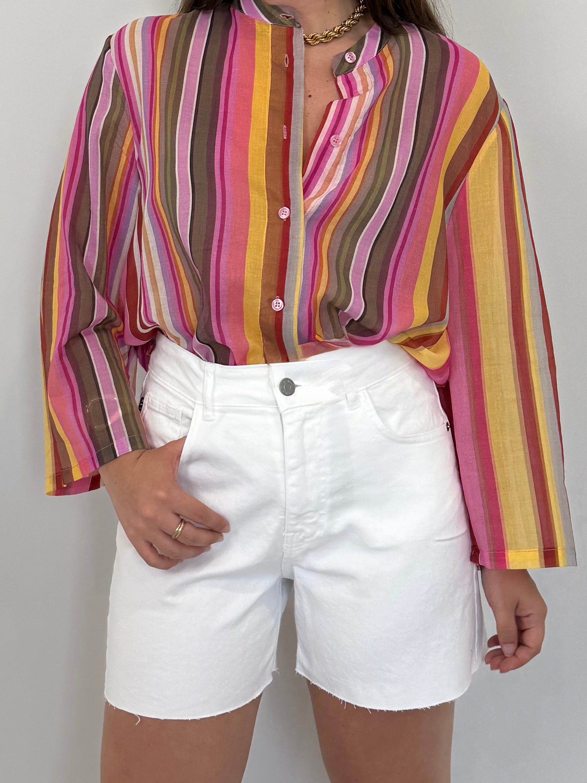 Haveone - Short violet denim bianco
