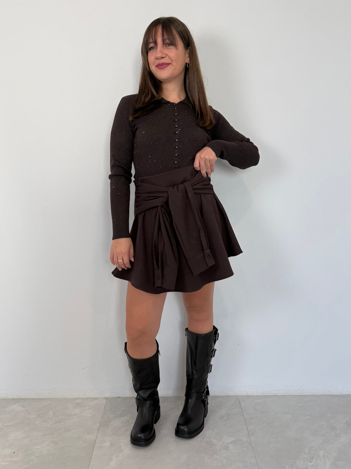 Tensione In - Gonna con maniche camicia moro