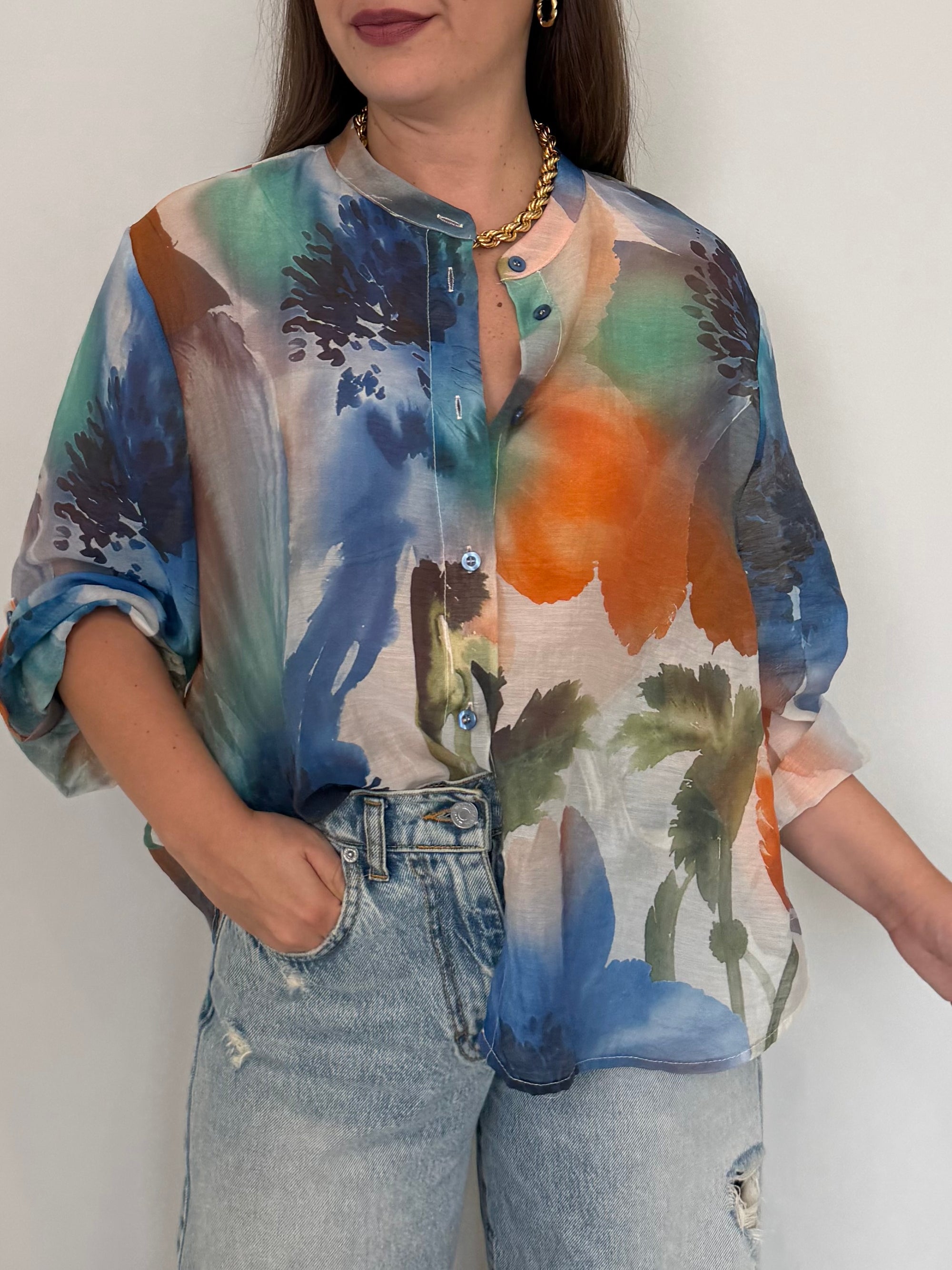 Haveone - Camicia acquerello blu