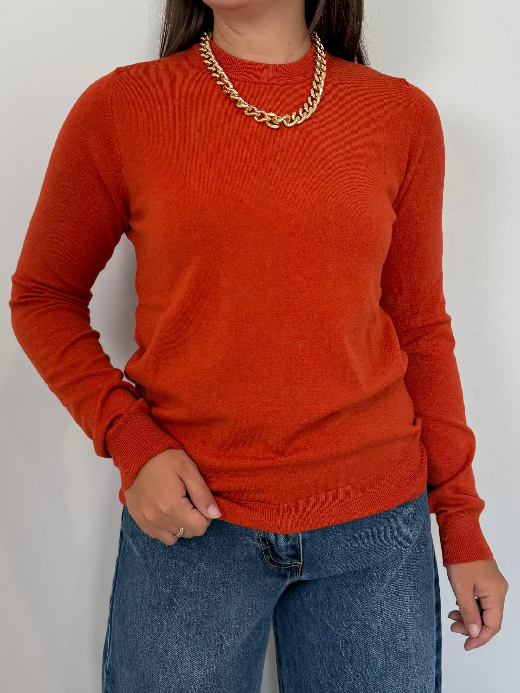 Haveone - Maglioncino basic girocollo arancio
