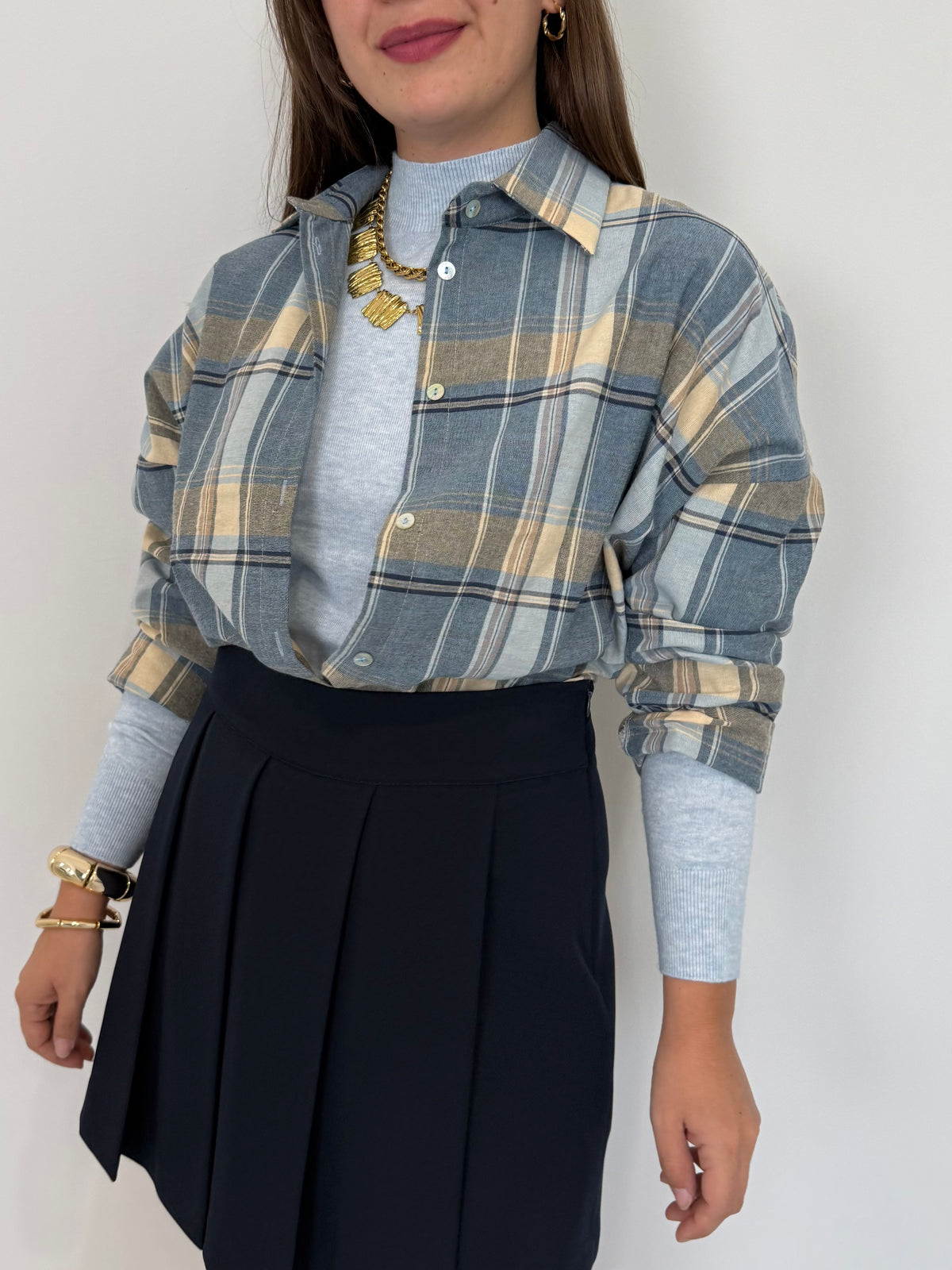 Haveone - Camicia check azzurra
