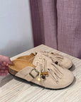 Sabot beige con frange