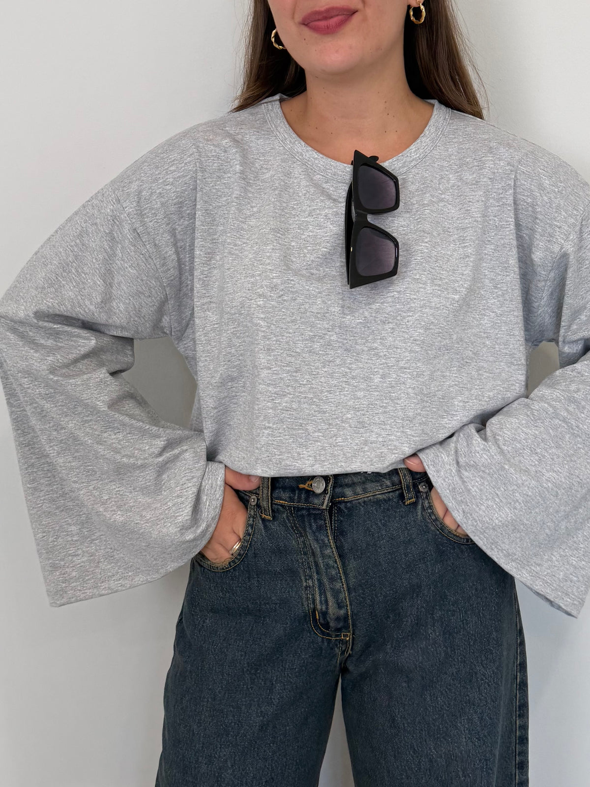Haveone - Maglia manica trapezio grigia