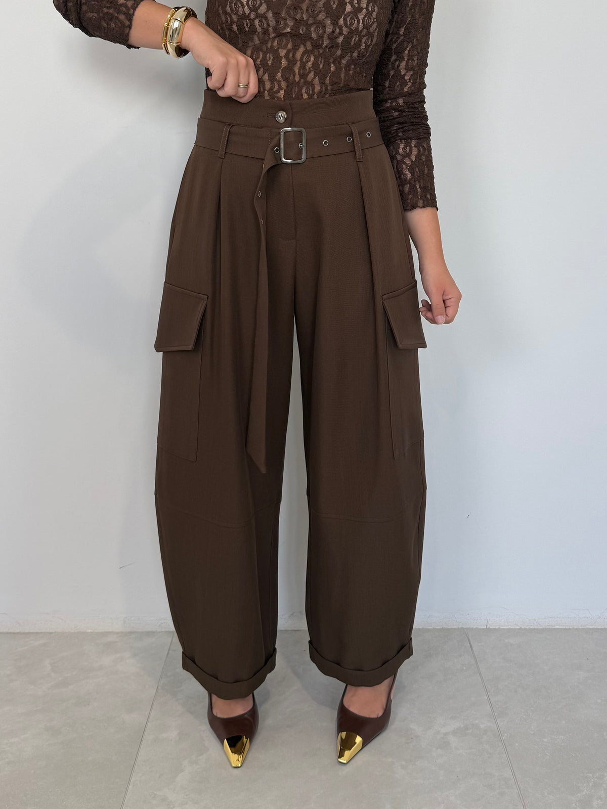 Haveone - Pantalone cargo moro