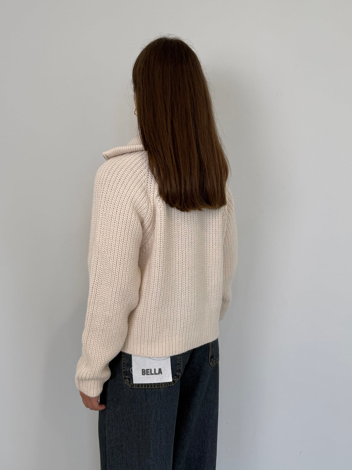 Haveone - Cardigan con zip panna