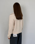 Haveone - Cardigan con zip panna