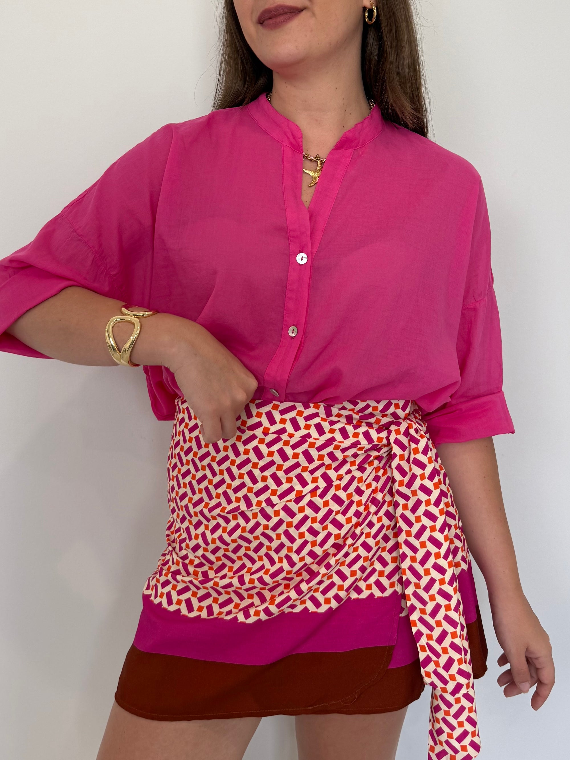 PRE-ORDINE 15/06: Haveone - Camicia in mussola di cotone fuxia