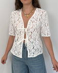 Haveone - Maglia con fiocchi in crochet bianca