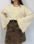 Haveone - Felpa con manica in pizzo burro