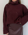 Tensione In - Maglione con collo e bottoni bordeaux