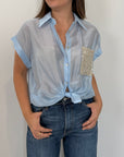 SusyMix - Camicia con tasca paillettes celeste