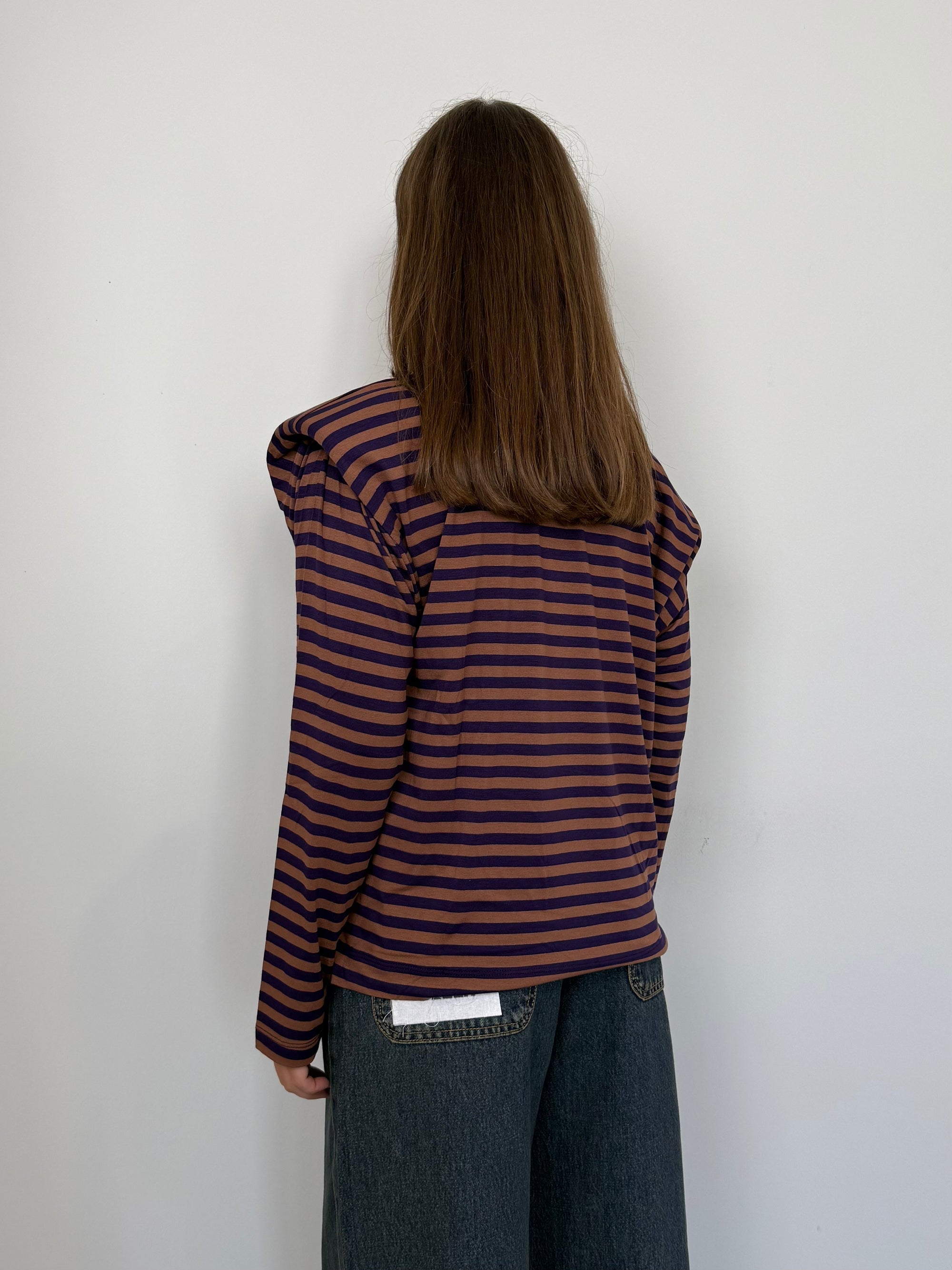 Haveone - Maglia spalline righe viola