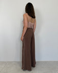 Haveone - Pantalone in cupro con banda moro