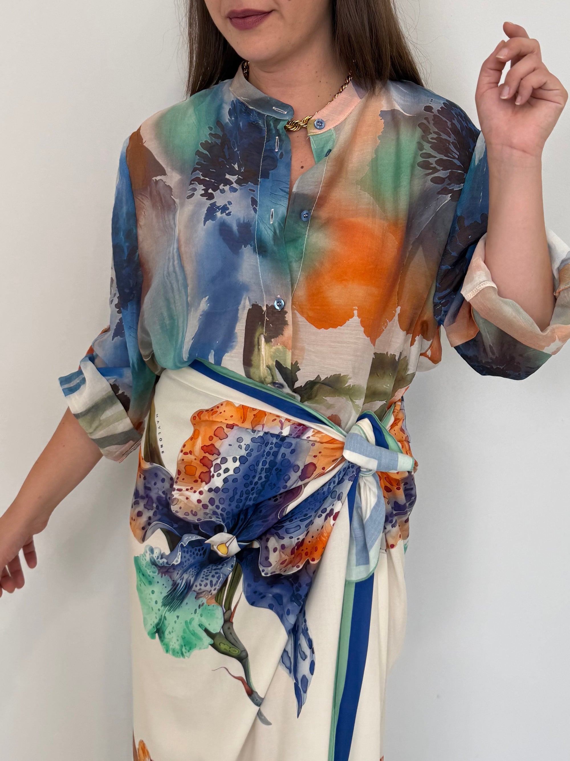 Haveone - Camicia acquerello blu