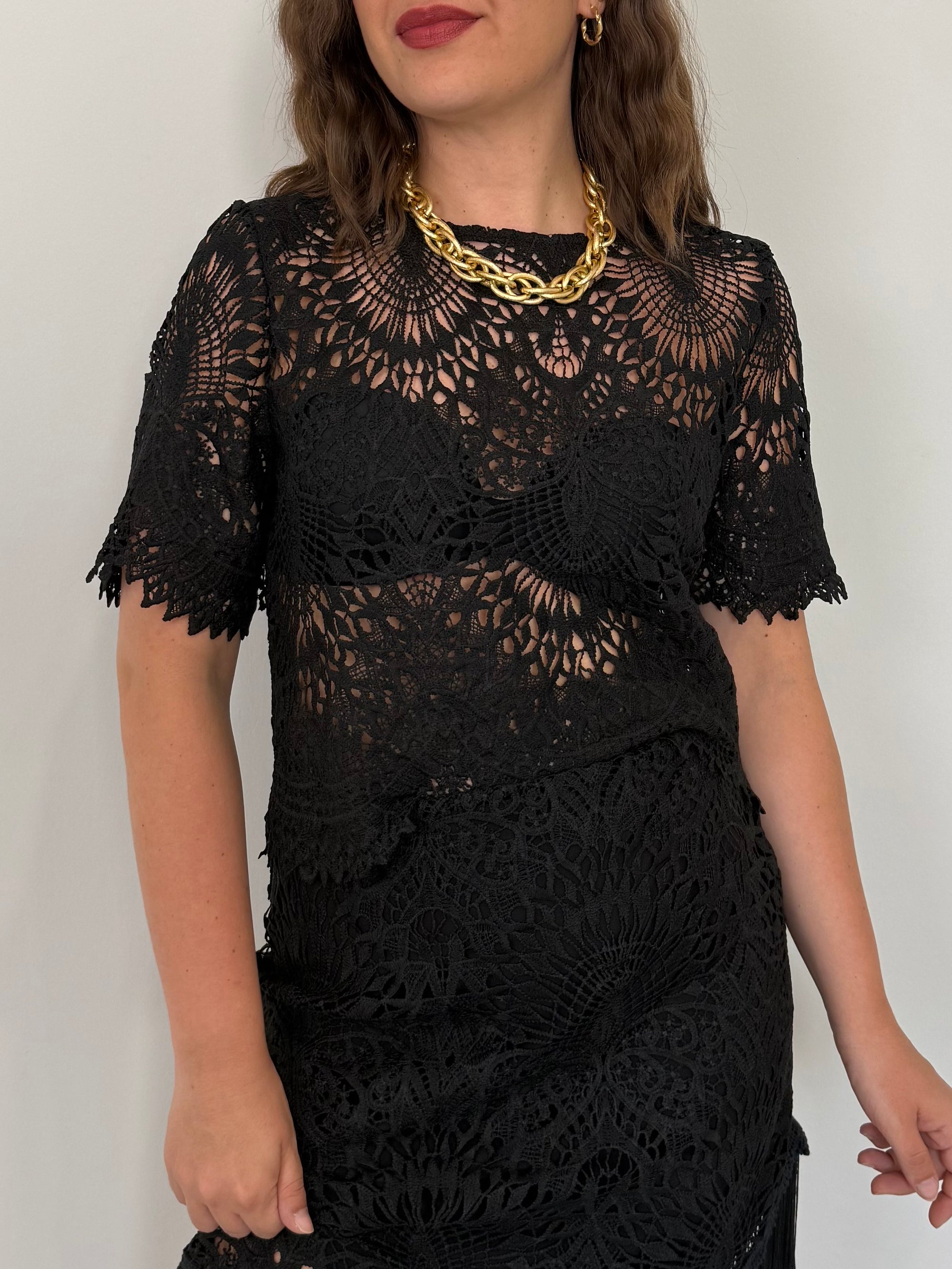 Haveone - Maglia in pizzo nera