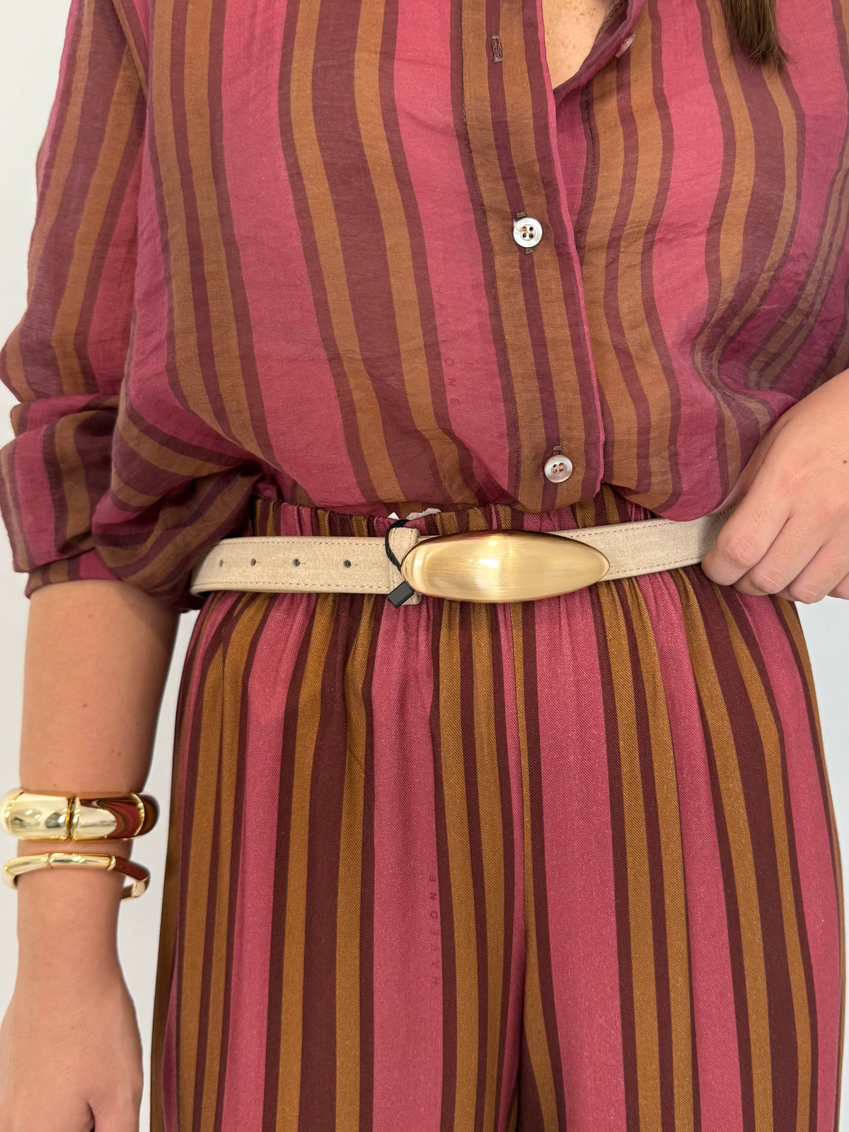 SusyMix - Cintura regolabile con fibbia ovale beige