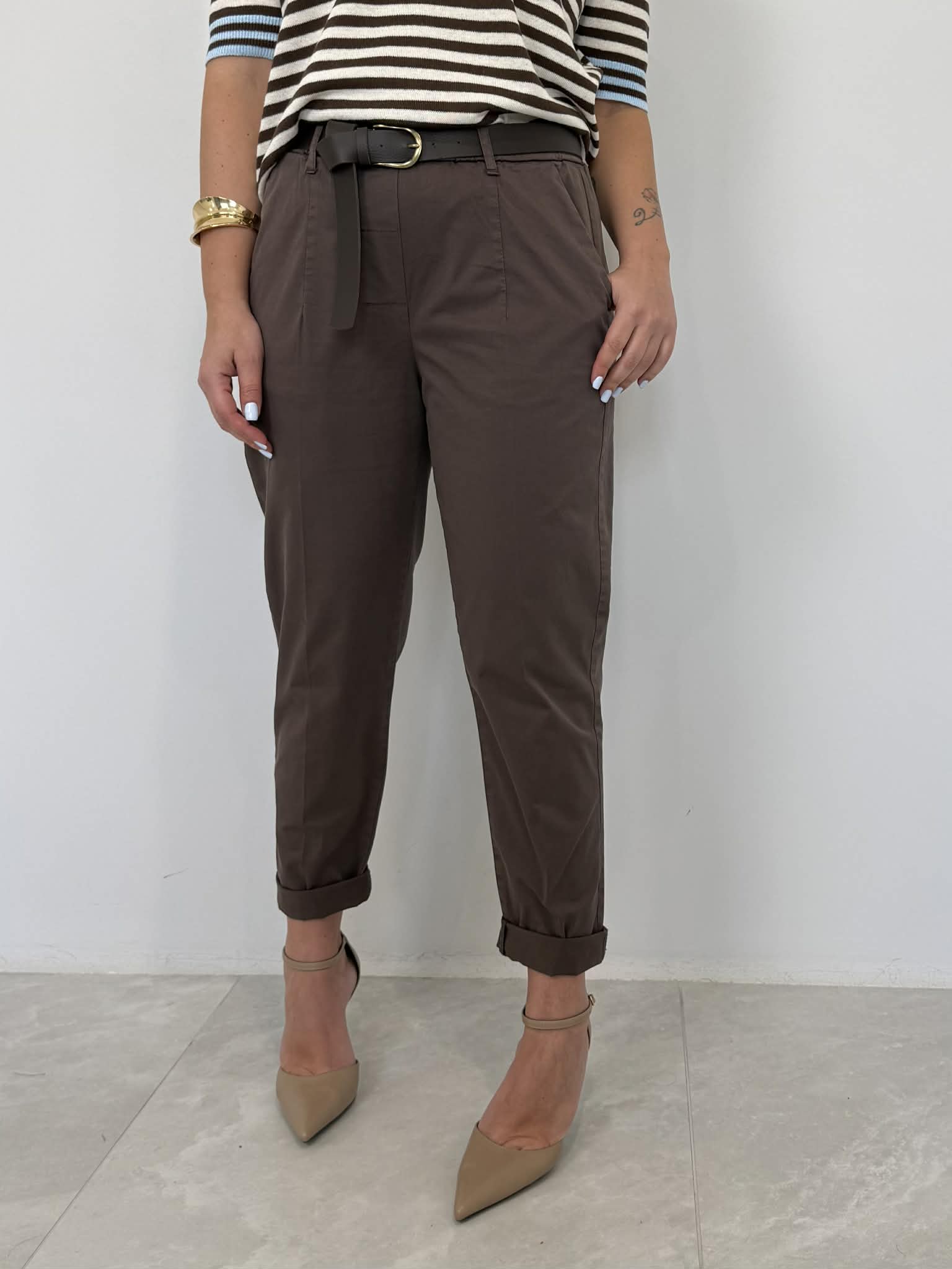 SusyMix - Pantalone in cotone sigaretta moro
