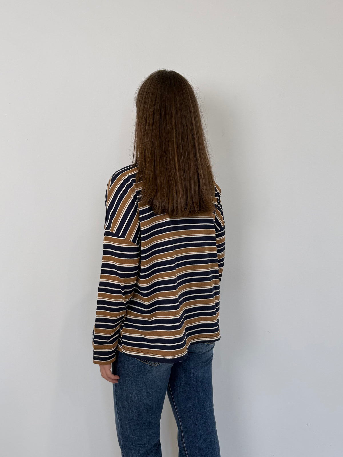 Motel - Maglia riga blu e camel