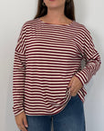 SusyMix - Maglia scatola scollo barca righe bordeaux
