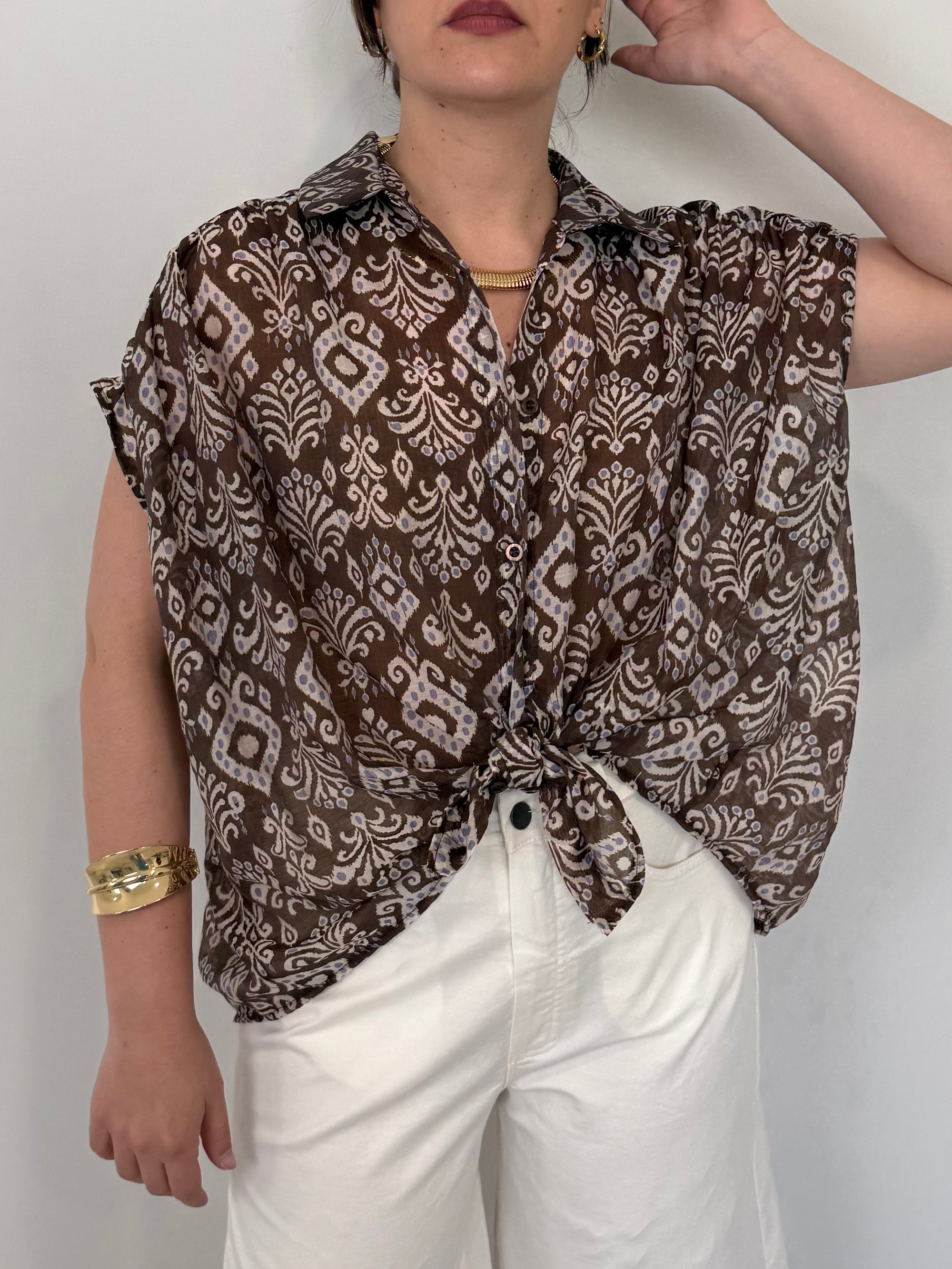 SusyMix - Camicia etnica con fiocco