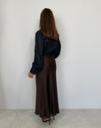 Tensione In - Gonna in satin svasata moro