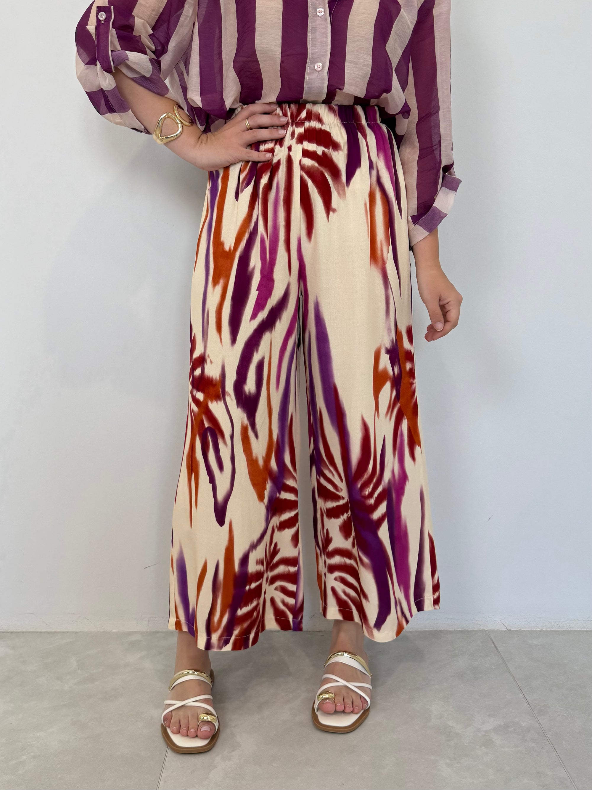 Haveone - Pantalone tropical multicolor