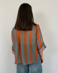 Haveone - Camicia righe larghe arancio/celeste