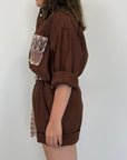 Tensione In - Short in lino zigzag moro