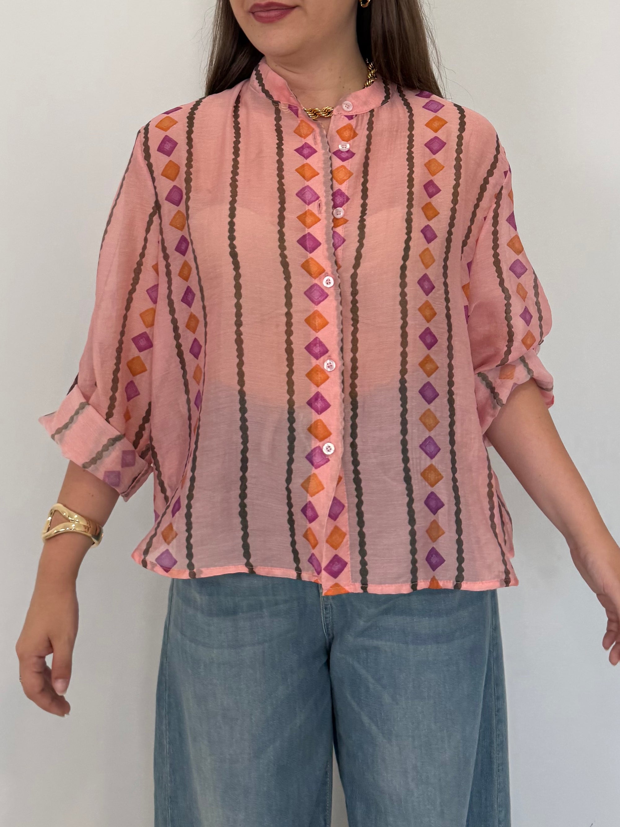 Haveone - Camicia con fantasia rombetti