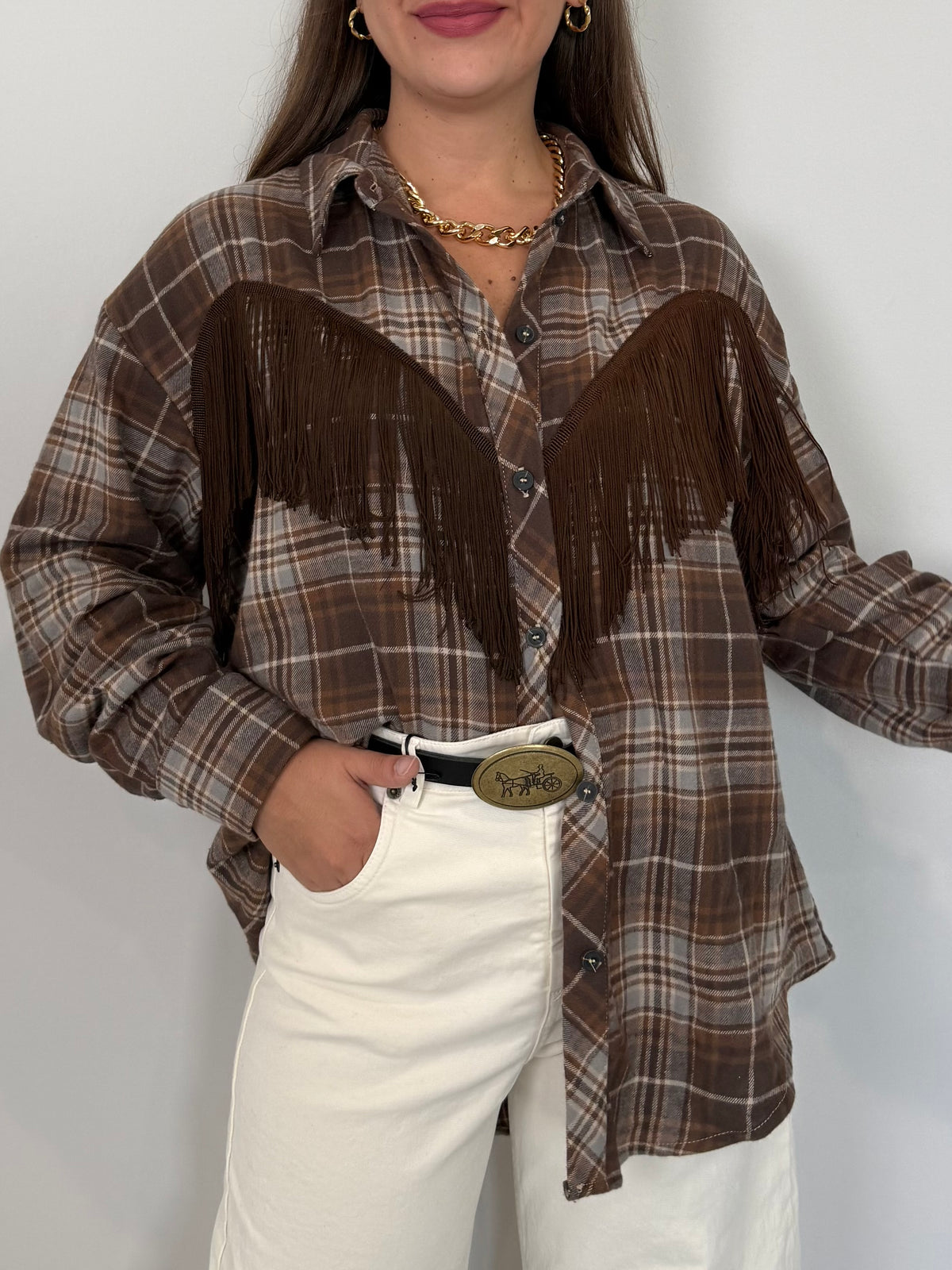 Tensione In - Camicia con frange moro