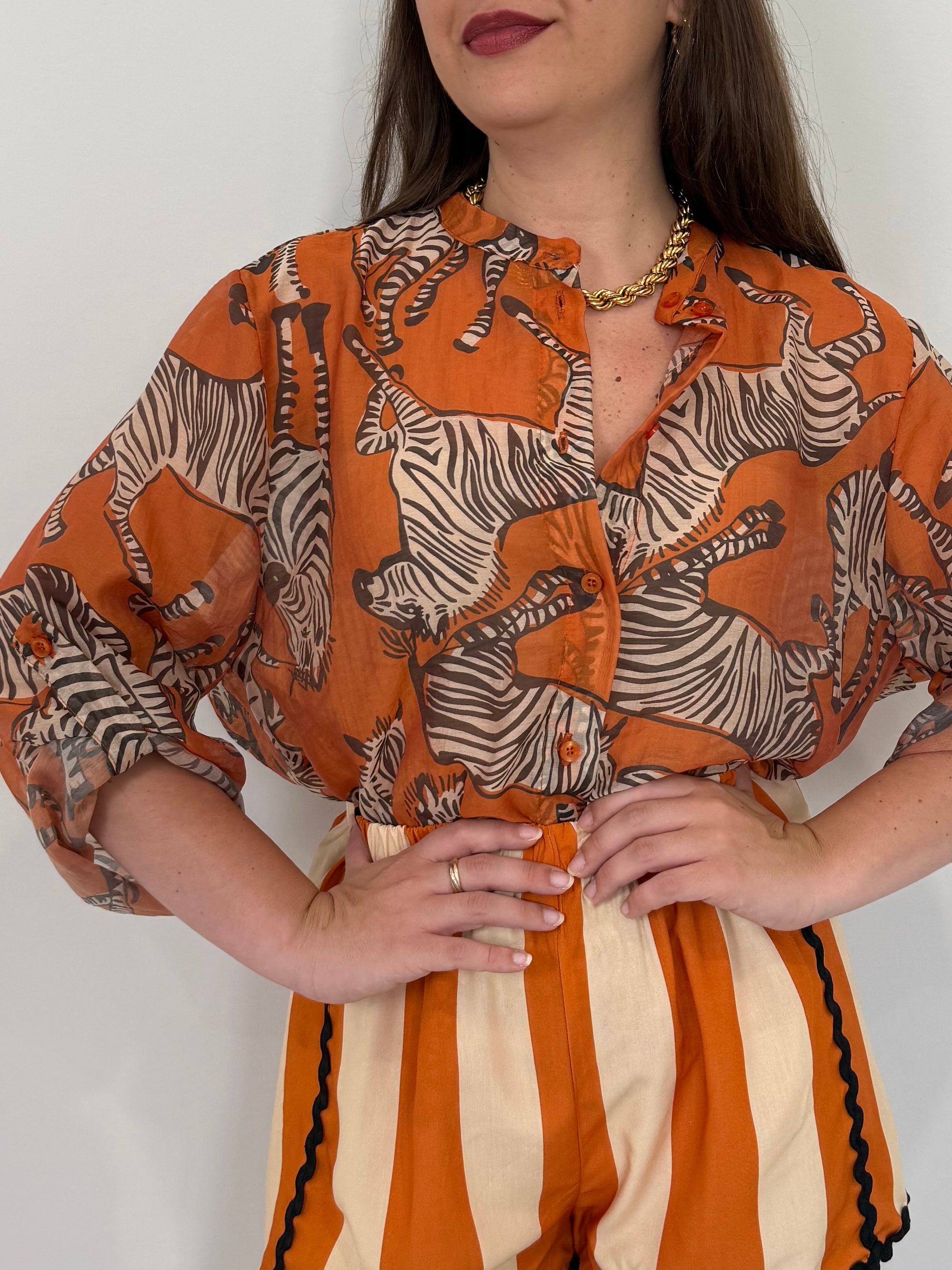 Haveone - Camicia con fantasia zebre