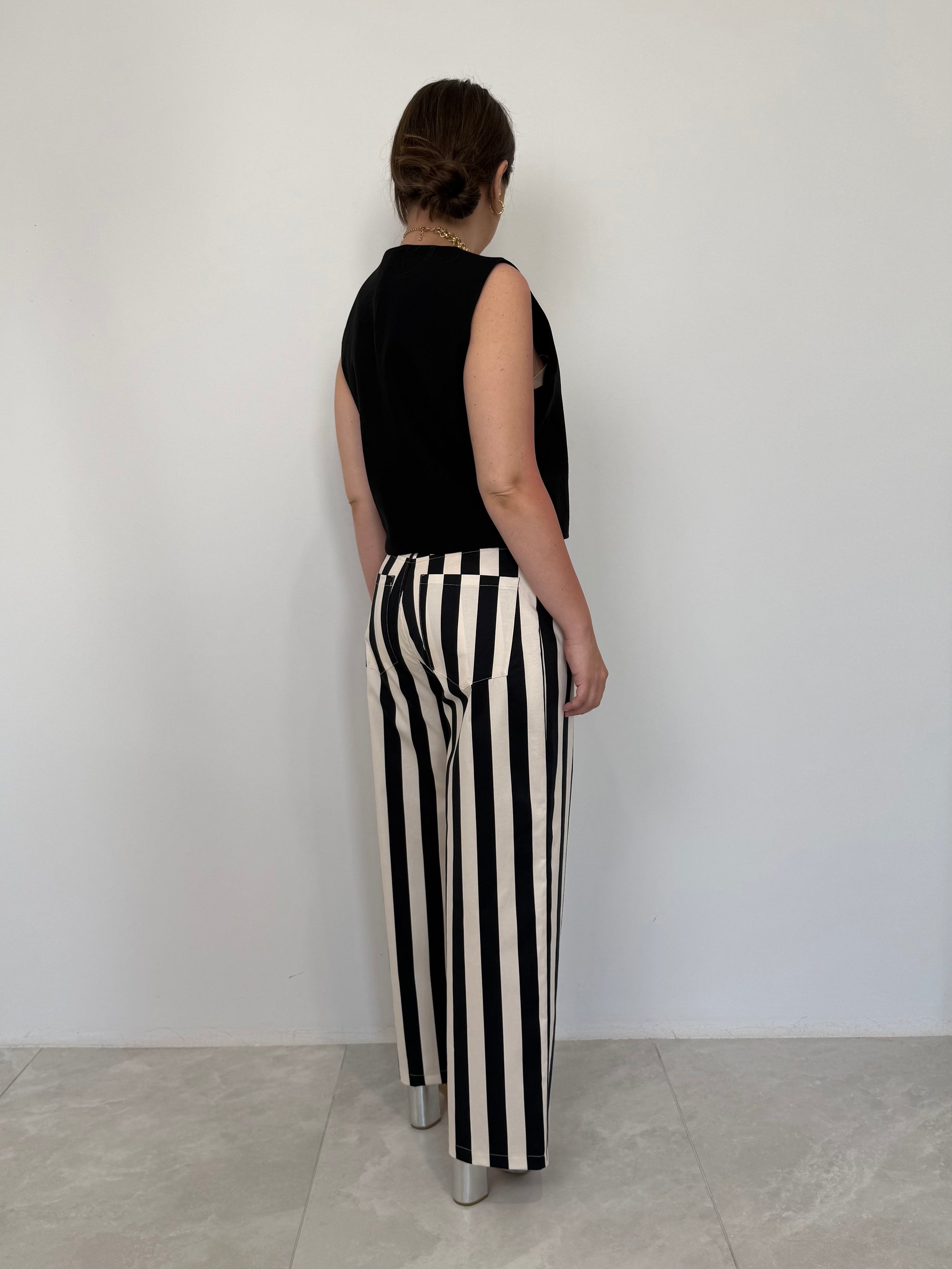 Tensione In - Pantalone trend righe bianco nero