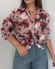 SusyMix - Camicia floreale con fiocco magenta